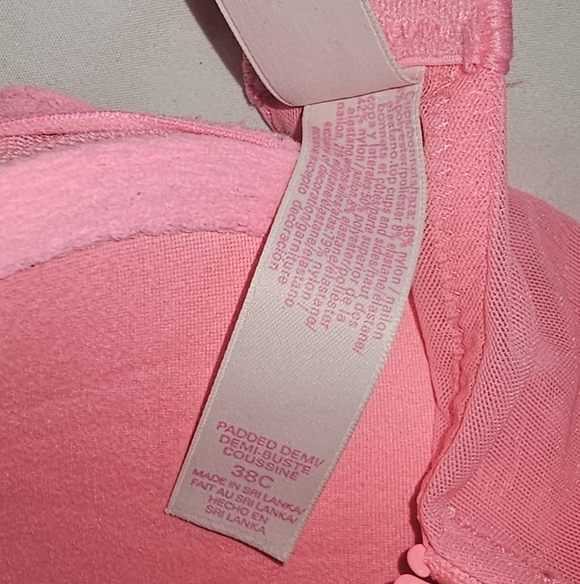 Victoria’s Secret Rare Padded Demi Vintage Pink Gold Lace Push Up Bra 38C RGUC - Picture 5 of 7
